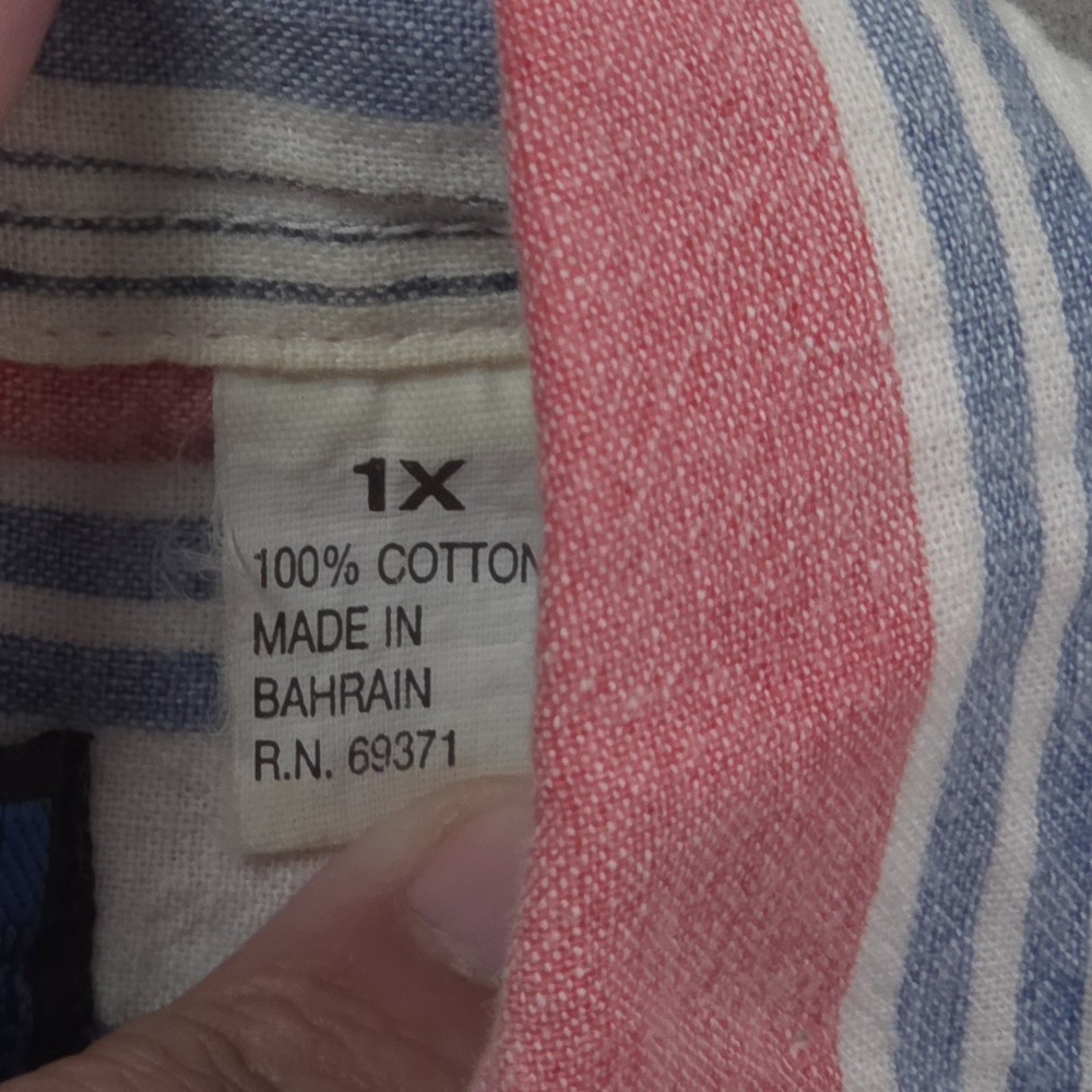 Vintage 90s Blazer Striped Short Sleeve Button Up Shirt Men 1X XL Pink Blue Rave - Picture 8 of 11